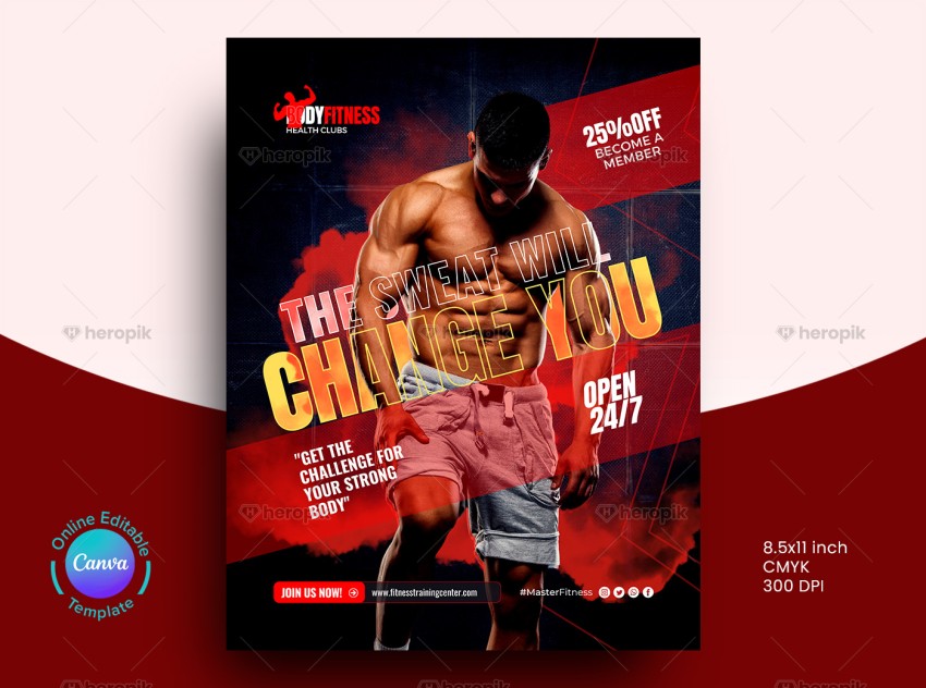 Body Fitness Flyer Canva Template