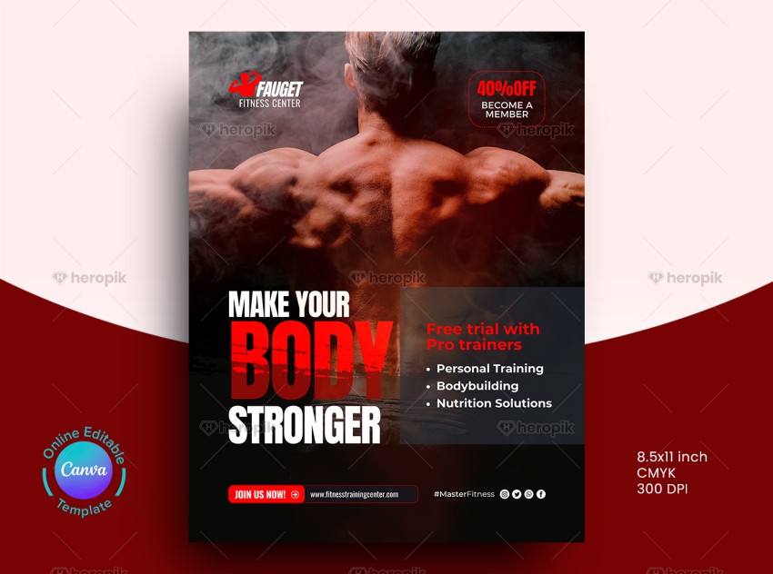Bodybuilding Fitness Flyer Canva Template
