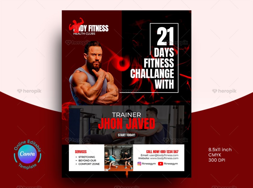 Fitness Trainer Flyer Canva Template
