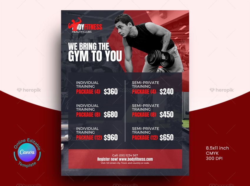 Gym Pricing Poster Layout