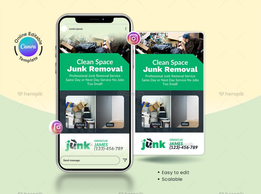 Clean Space Junk Removal Canva Instagram Story Banner