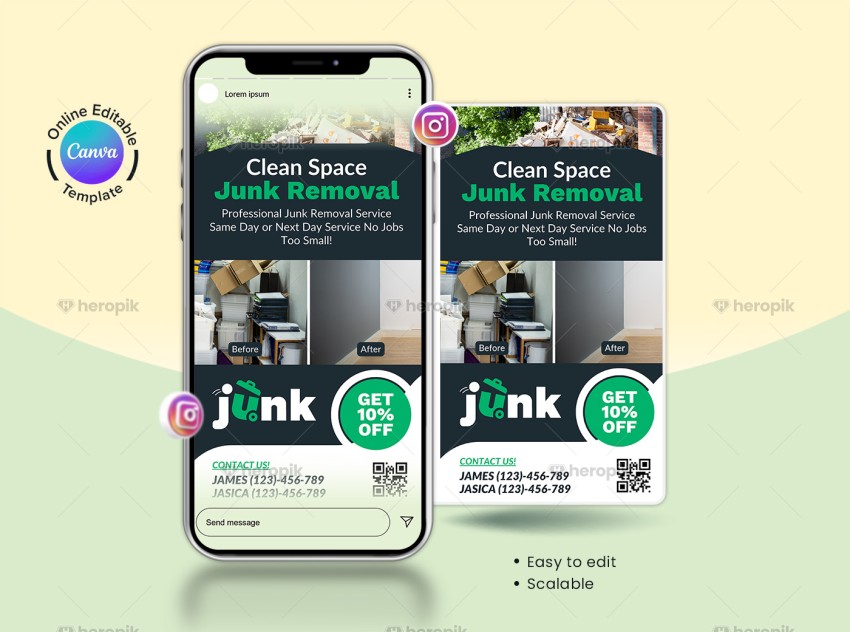 Clean Space Junk Removal Instagram Story Banner Canva File