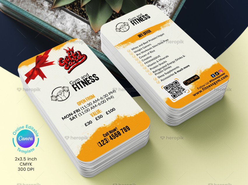 Fitness gym Business Card Canva Template