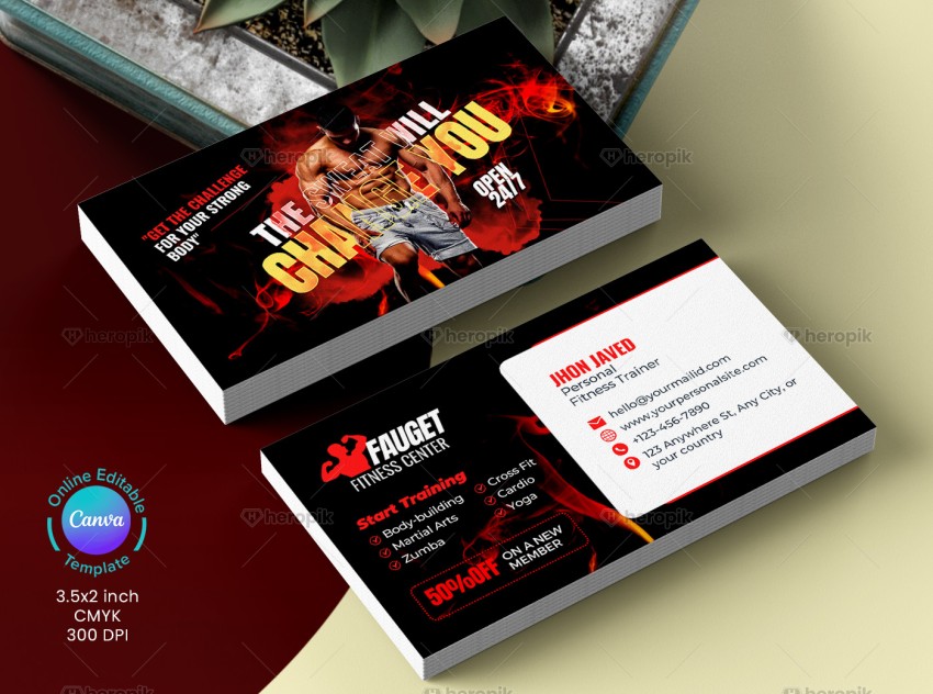 Gym Business Card Canva Layout