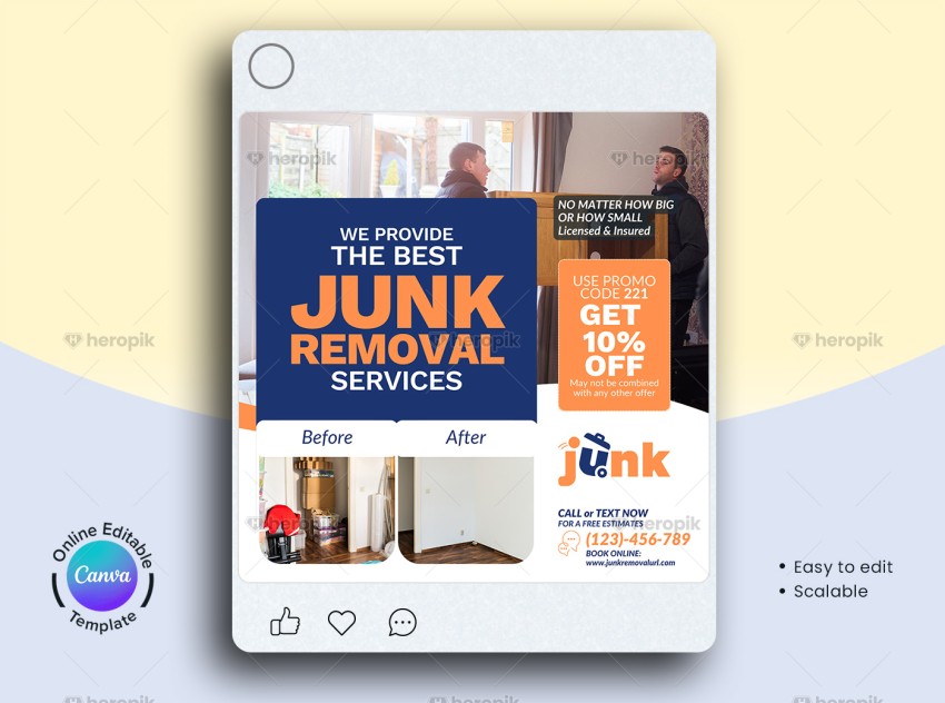 Junk Removal Coupon Web Banner Canva Template