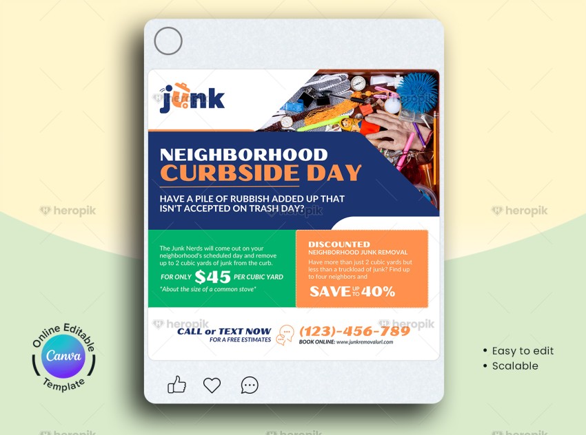 Junk Removal Services SM Banner Template
