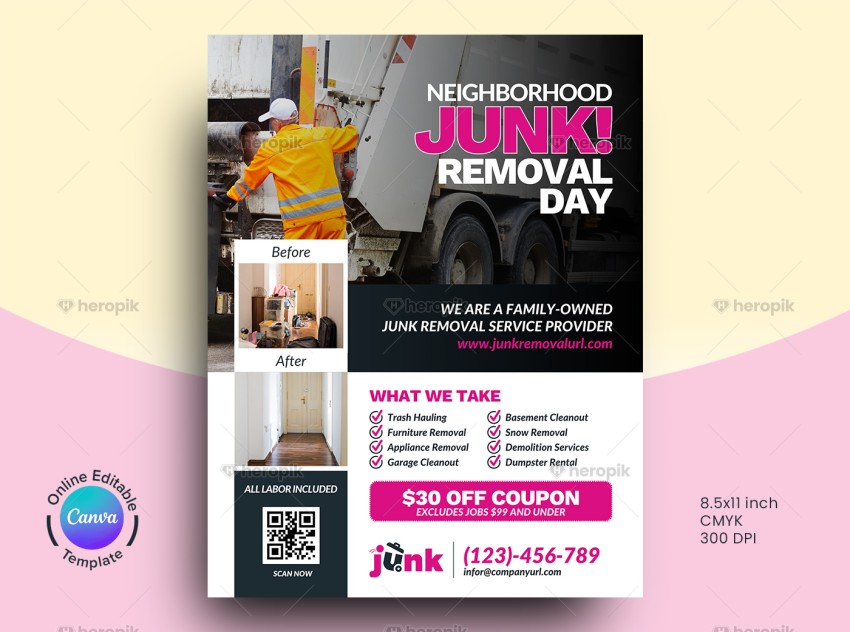 Junk Removal Flyer Canva Layout
