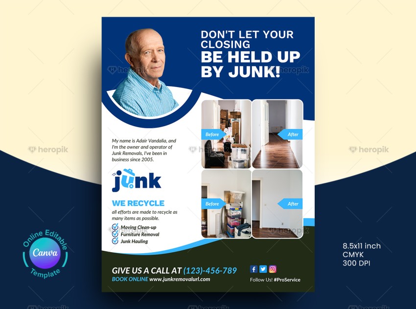 Junk Removal Flyer Canva Template