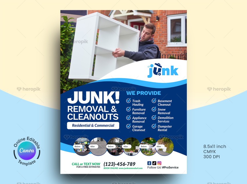 Junk Removal Flyer Design Canva Template