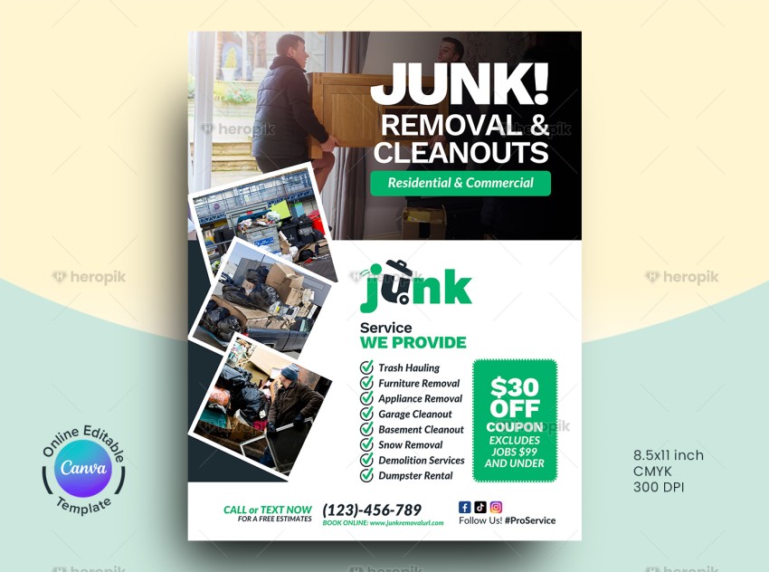 Junk Removal Service Flyer Canva Template