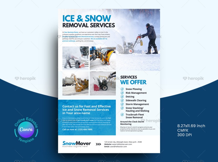 Ice Snow Removal Flyer Design Template