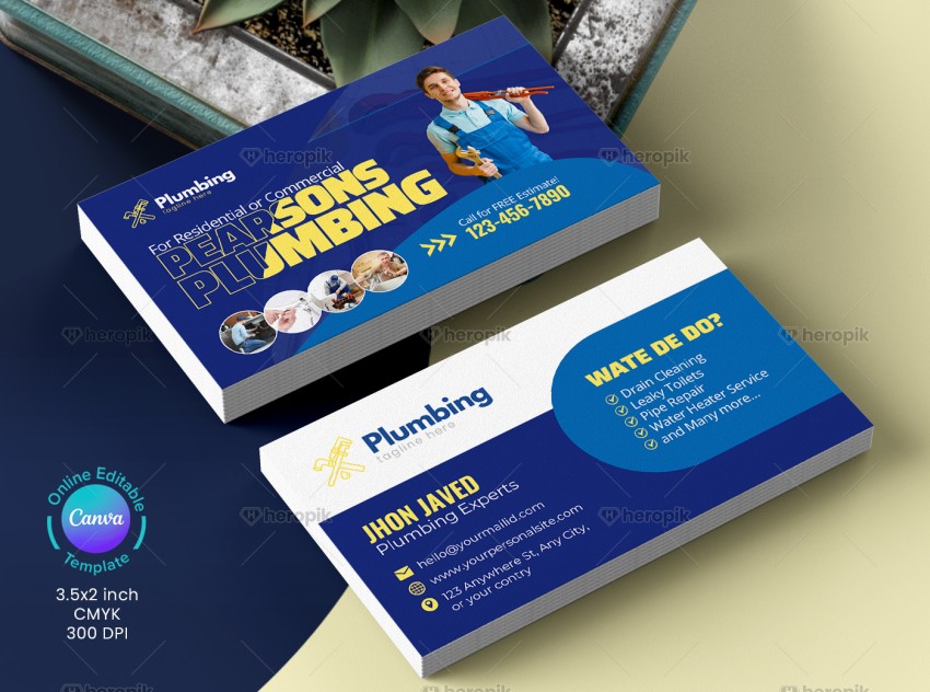 Plumber Business Card Canva Template