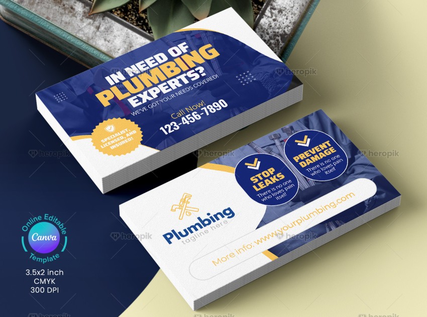 Plumber Business Card Layout Canva