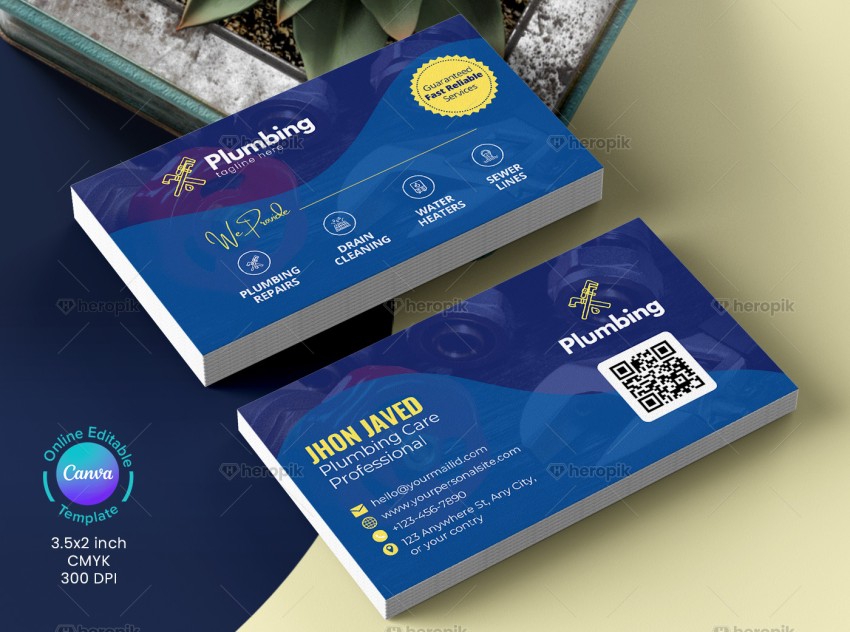 Plumbing Business Card Canva Template