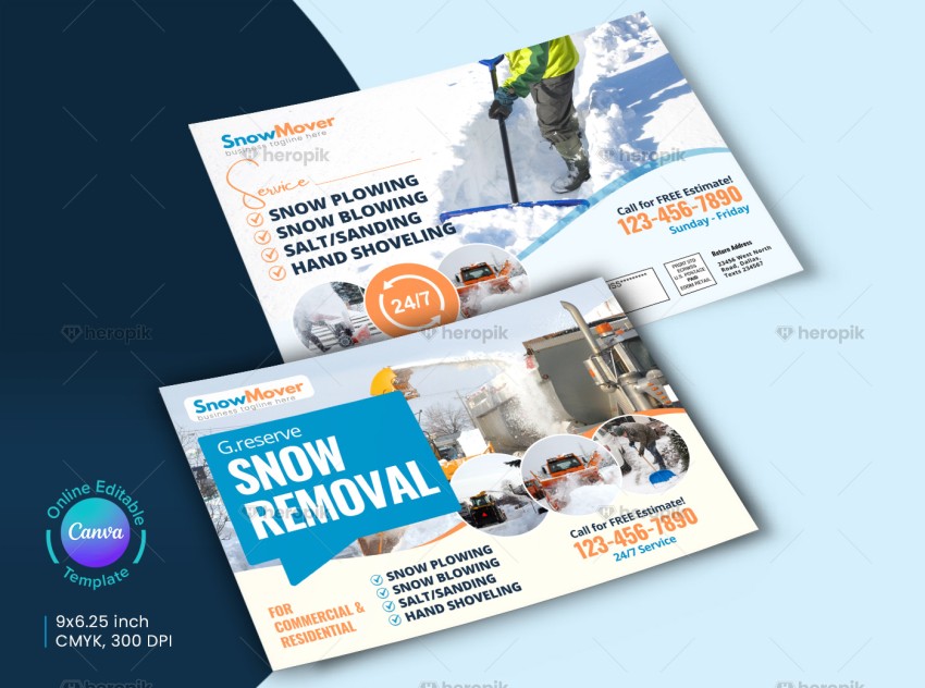 Snow Removal EDDM Postcard Design Canva Template