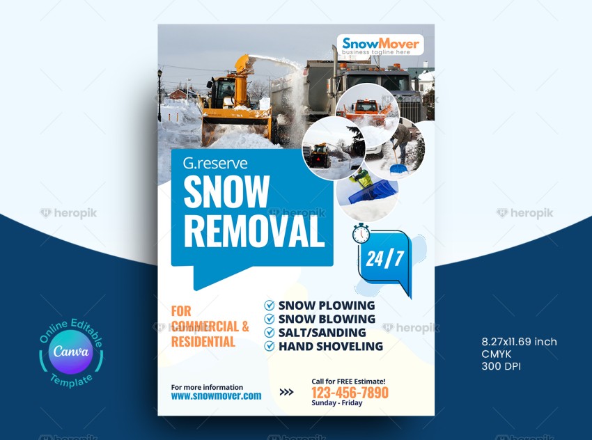 Snow Removal Flyer Design Canva Template