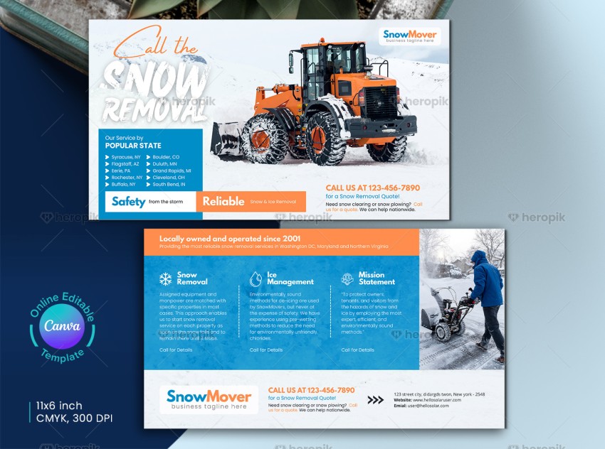 Snow Removal Service Direct Mail EDDM Postcard Design
