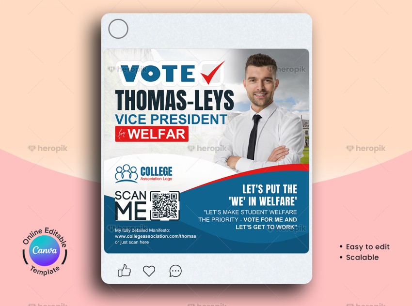 College Election Social Media Banner Canva Template