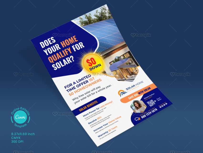 Save Big with Solar Product Flyer Canva template