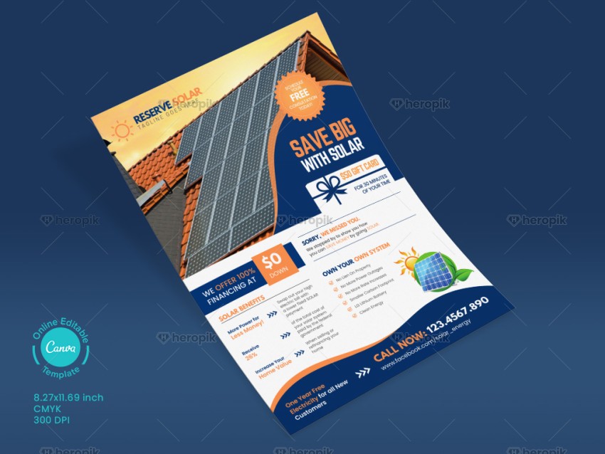 Solar Bonus Card Flyer Canva template