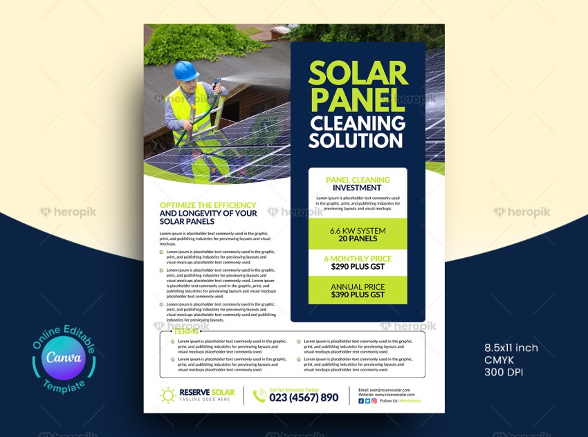 Solar Panel Cleaning Service Flyer Canva Template