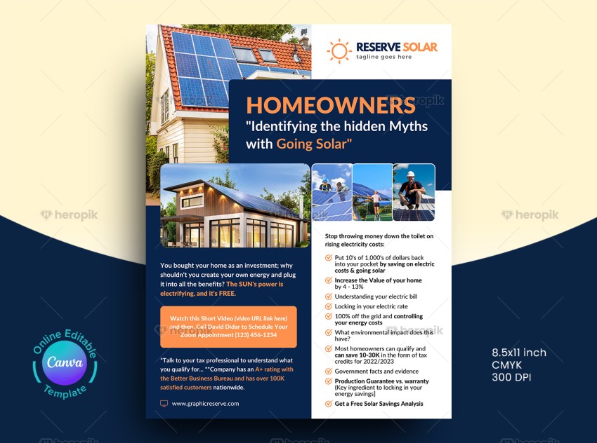 Solar Service Leaflet Canva Template