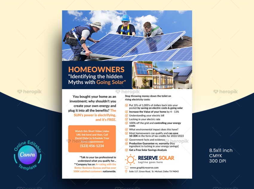 Solar Service Poster Design Canva Template