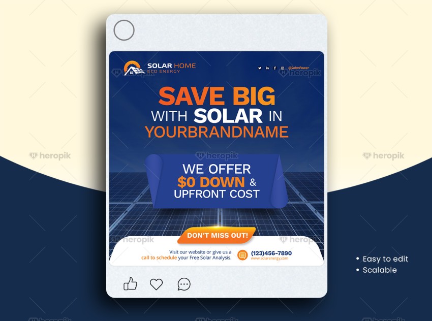 Save Big with Solar Social Media Post Design Template