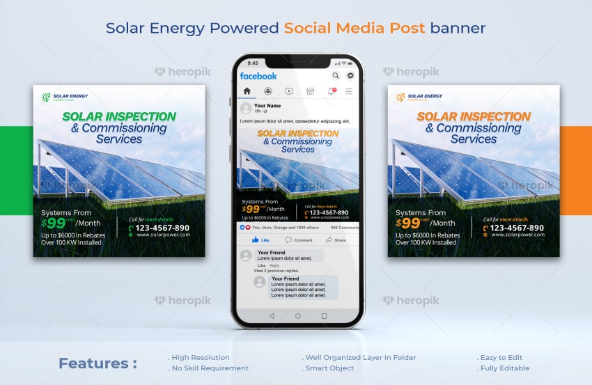 Solar Energy Powered Social Media Post design