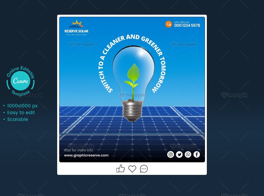 Solar Marketing Social Media Post Design Template