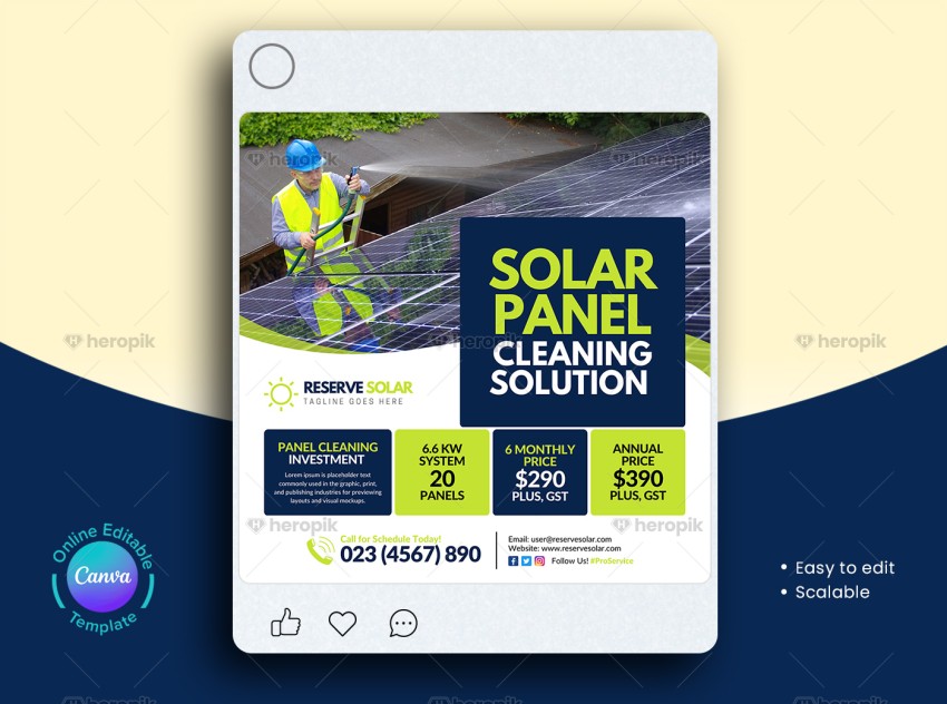 Solar Panel Cleaning Social Media Banner Canva Template