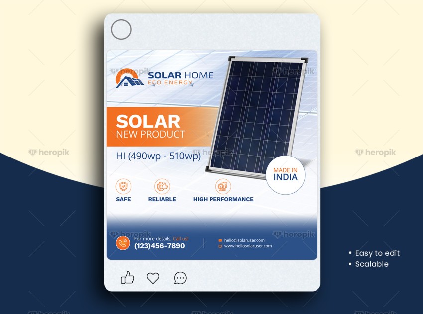 Solar Product Marketing Social Media Post Design Template