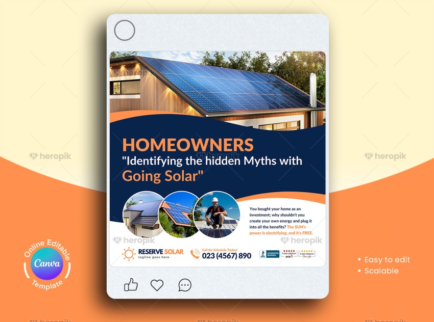 Solar Social Media Banner Design Canva Template