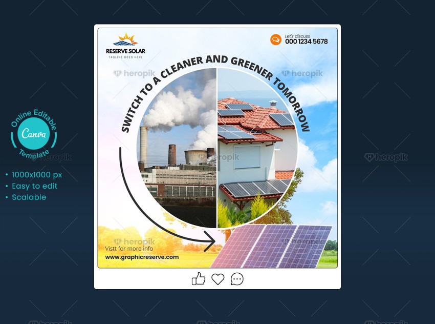 Solar Social Media Post Design Canva