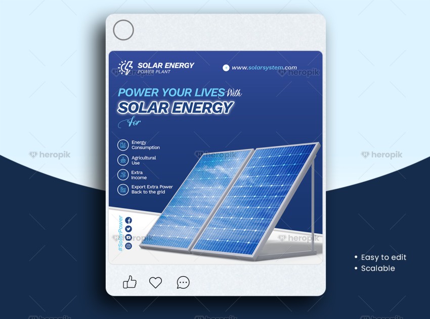 Solar Social Media Post Template Design